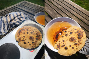 Frying and dunking flatbread